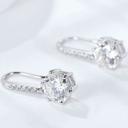 Sophisticated Sterling Silver Lab-Grown Diamond Drop Earrings with Dazzling Zircon Details