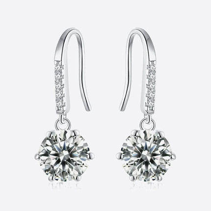 Sophisticated Sterling Silver Lab-Grown Diamond Drop Earrings with Dazzling Zircon Details