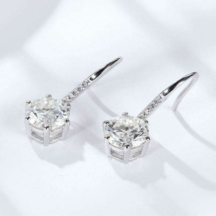Sophisticated Sterling Silver Lab-Grown Diamond Drop Earrings with Dazzling Zircon Details