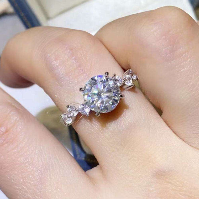 Sophisticated Sterling Silver Ring Adorned with Lab-Grown Diamond, Moissanite, and Zircon Accents