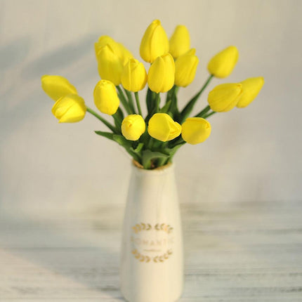 Sophisticated White Tulip Faux Floral Set - 10 Realistic Stems for Elegant Home Styling - Très Elite