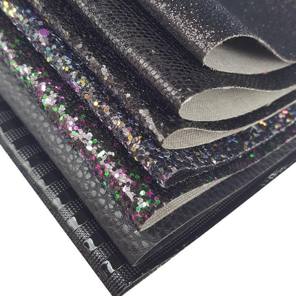Sparkling Black Faux Leather Crafting Kit - Essential DIY Supplies - Très Elite