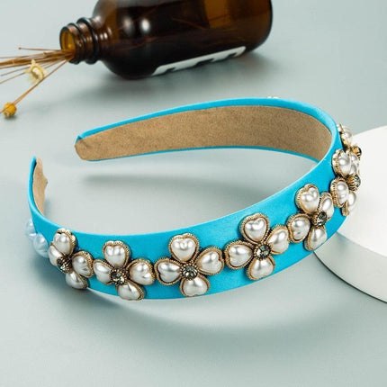 Sparkling Blue Rhinestone Turban Headband - Chic Hair Accessory for Effortless Elegance