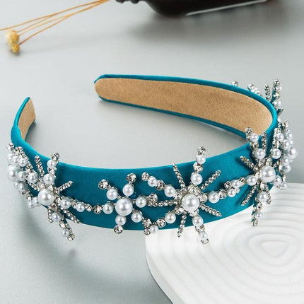 Sparkling Blue Rhinestone Turban Headband - Chic Hair Accessory for Effortless Elegance
