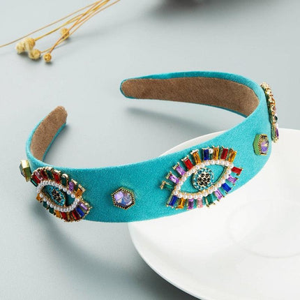 Sparkling Blue Rhinestone Turban Headband - Chic Hair Accessory for Effortless Elegance