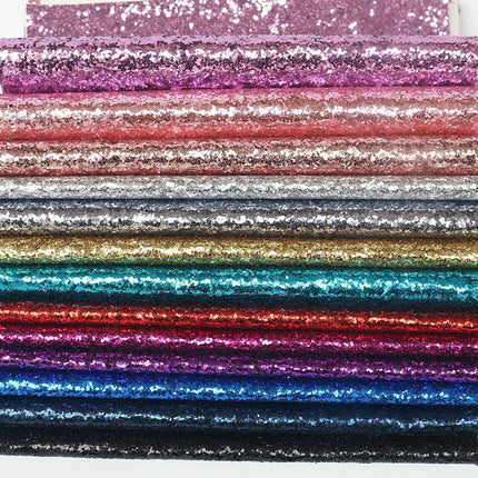 Sparkling Chunky Glitter Faux Leather Sheet - Ideal for Creative DIY Projects