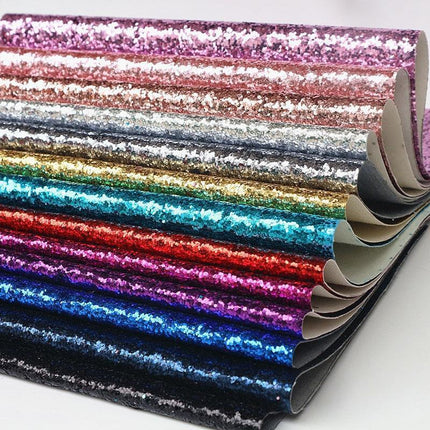 Sparkling Chunky Glitter Faux Leather Sheet - Ideal for Creative DIY Projects