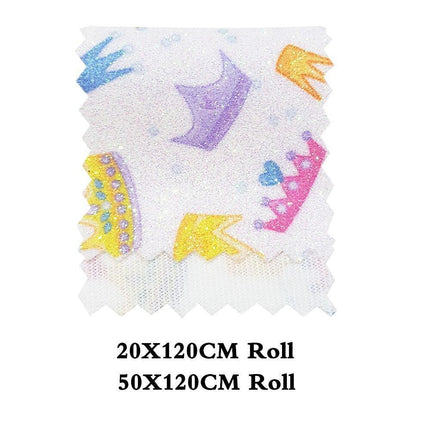 Sparkling Crown Glitter Fabric Roll - Premium Crafting Material for Elegant Projects - Très Elite
