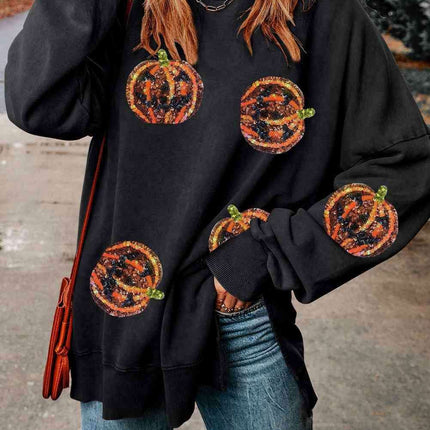 Sparkling Fall Pumpkin Sequin Oversized Sweater - Très Elite