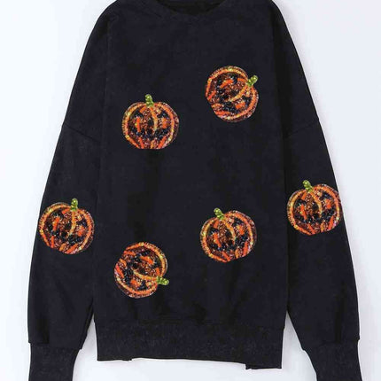 Sparkling Fall Pumpkin Sequin Oversized Sweater - Très Elite