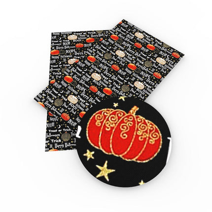 Spooky Pumpkin Patch Leatherette Crafting Fabric - Creative Charm by David Accessories
