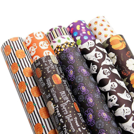 Spooky Pumpkin Patch Leatherette Crafting Fabric - Creative Charm by David Accessories