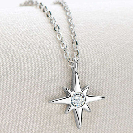 Starlit Charm Lab-Grown Diamond Pendant Necklace in Sterling Silver