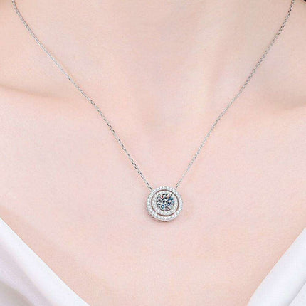 Sterling Silver Moissanite Necklace with Zircon Accents - A Timeless Treasure
