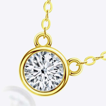 Stunning 1 Carat Lab-Created Diamond Necklace in Sterling Silver with Luxe Platinum and Gold Accents