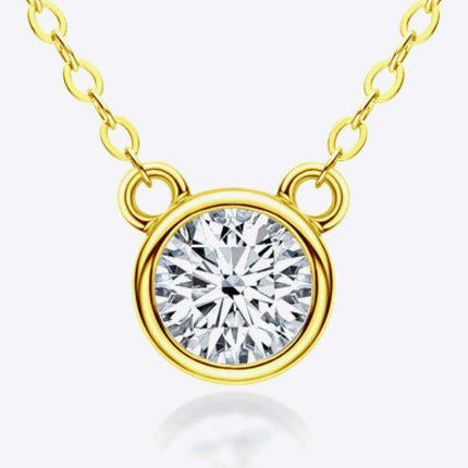 Stunning 1 Carat Lab-Created Diamond Necklace in Sterling Silver with Luxe Platinum and Gold Accents