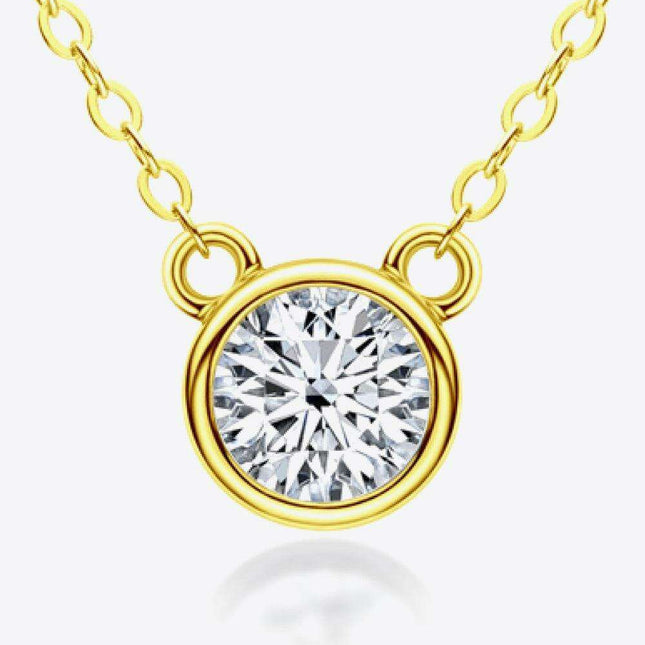Stunning 1 Carat Lab-Created Diamond Necklace in Sterling Silver with Luxe Platinum and Gold Accents