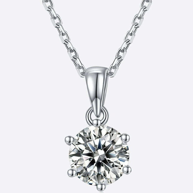 Stunning 1 Carat Lab-Created Diamond Silver Necklace: A Touch of Timeless Luxury
