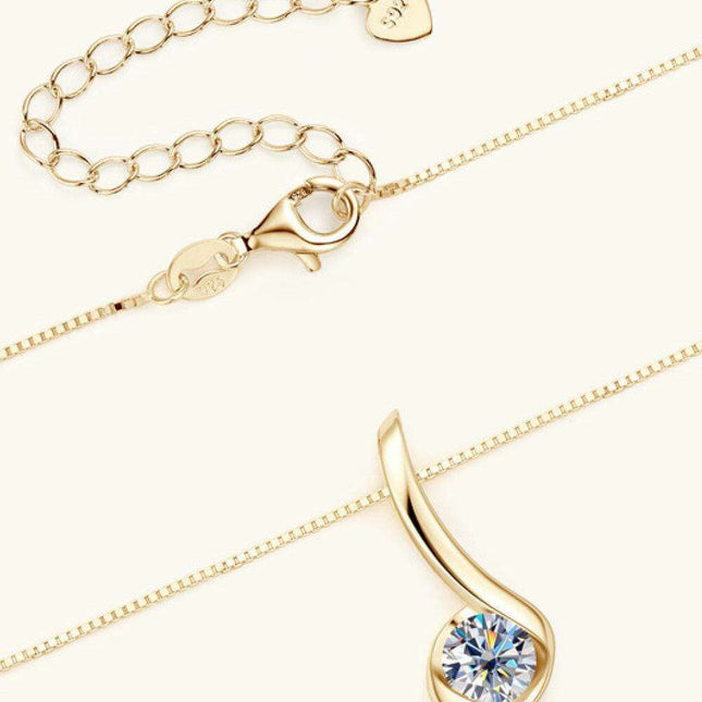 Stunning 1 Carat Moissanite Necklace in Sterling Silver with Certification and Warranty