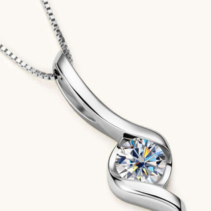 Stunning 1 Carat Moissanite Necklace in Sterling Silver with Certification and Warranty - Très Elite
