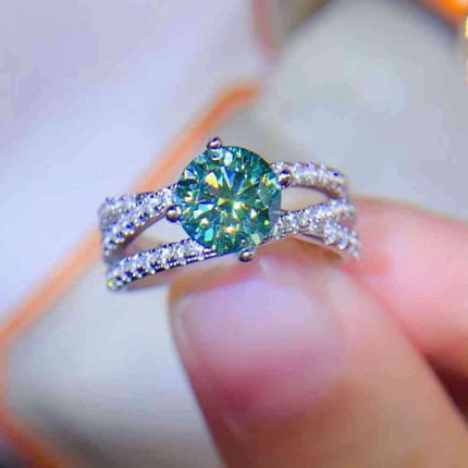 Stunning 1 Carat Moissanite Sterling Silver Ring with Zircon Details - Ultimate Luxury and Radiance