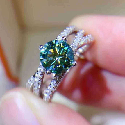 Stunning 1 Carat Moissanite Sterling Silver Ring with Zircon Details - Ultimate Luxury and Radiance