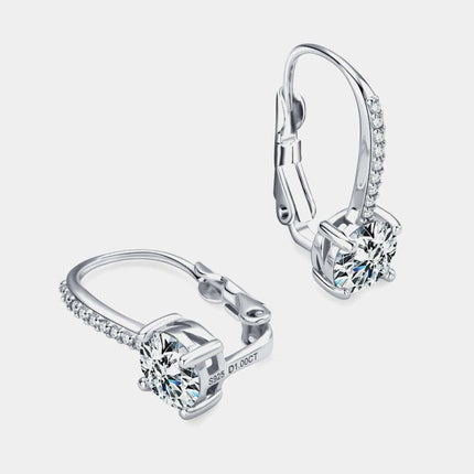 Stunning 2 Carat Moissanite Sterling Silver Earrings with Zircon Accents and Authenticity Certificate