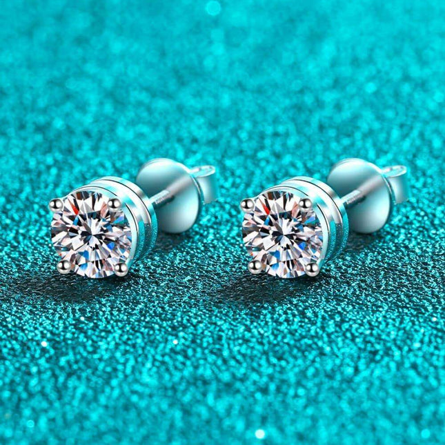 Stunning 2 Carat Moissanite Stud Earrings in Rhodium-Plated Sterling Silver