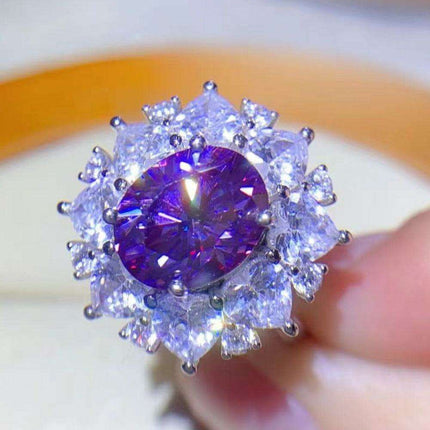 Stunning 3-Carat Lab-Grown Diamond Platinum Ring with Zircon Highlights