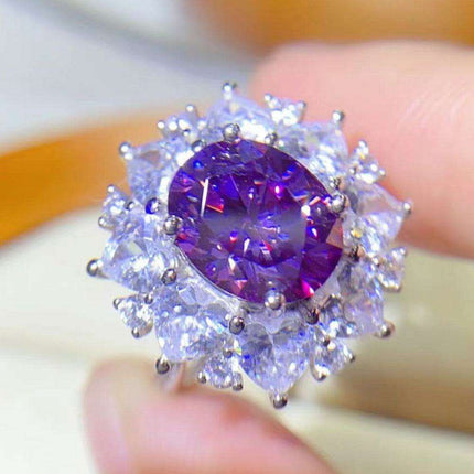 Stunning 3-Carat Lab-Grown Diamond Platinum Ring with Zircon Highlights