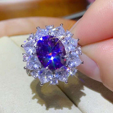 Stunning 3-Carat Lab-Grown Diamond Platinum Ring with Zircon Highlights