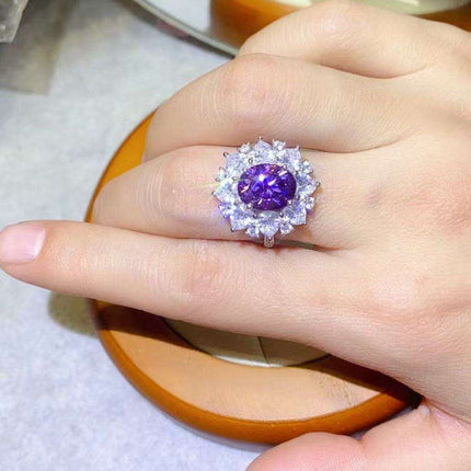 Stunning 3-Carat Lab-Grown Diamond Platinum Ring with Zircon Highlights