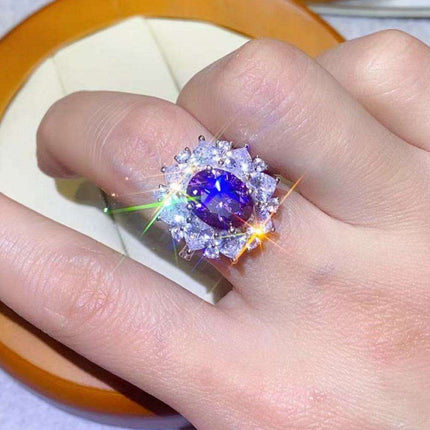 Stunning 3-Carat Lab-Grown Diamond Platinum Ring with Zircon Highlights