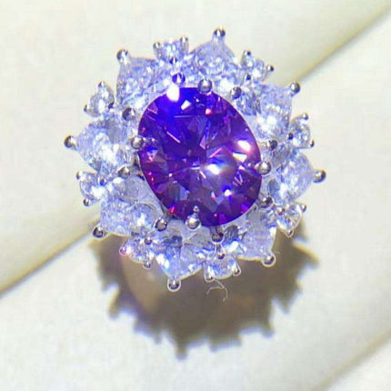 Stunning 3-Carat Lab-Grown Diamond Platinum Ring with Zircon Highlights