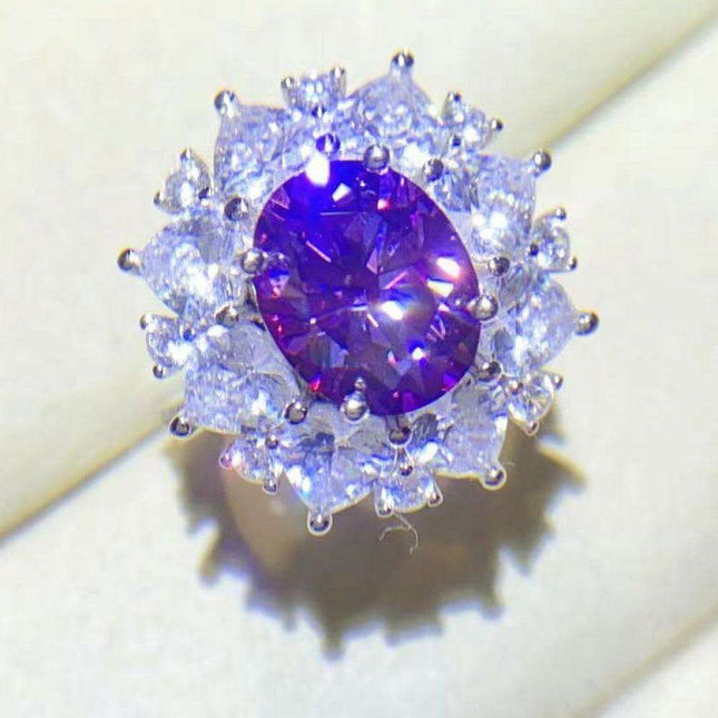 Stunning 3-Carat Lab-Grown Diamond Platinum Ring with Zircon Highlights