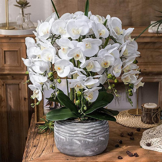 Stunning 40-Inch Faux Phalaenopsis Orchid Arrangement with Butterfly Accents - Très Elite