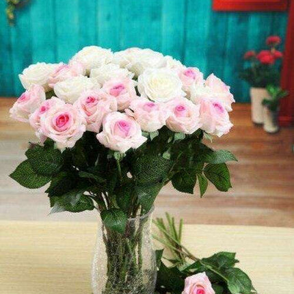 Stunning 50-Piece Realistic Faux Rose Bouquet - Perfect for Home & Wedding Decor - Très Elite
