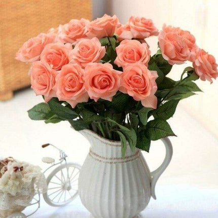 Stunning 50-Piece Realistic Faux Rose Bouquet - Perfect for Home & Wedding Decor - Très Elite