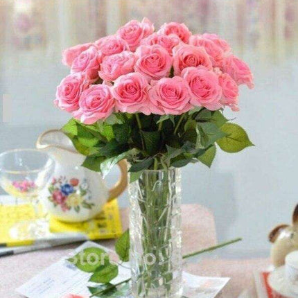 Stunning 50-Piece Realistic Faux Rose Bouquet - Perfect for Home & Wedding Decor - Très Elite