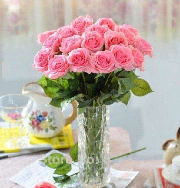 Stunning 50-Piece Realistic Faux Rose Bouquet - Perfect for Home & Wedding Decor