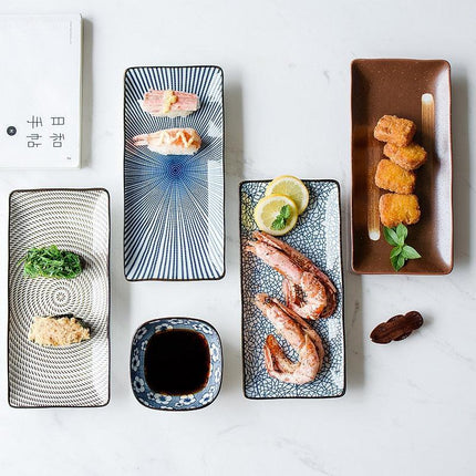 Stunning 9.8-Inch Rectangular Japanese Ceramic Sushi Platter - Très Elite