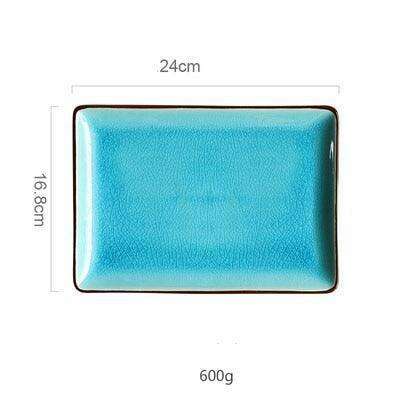 Stunning Blue Ice Cracking Glaze Ceramic Dinnerware - Set of 4 Plates - Très Elite