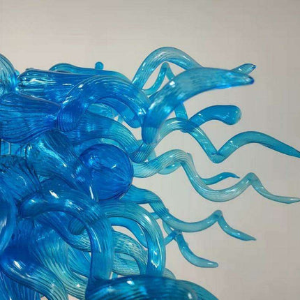 Stunning Hand-Blown Blue Glass Teardrop Chandelier - Elevate Your Home Décor..