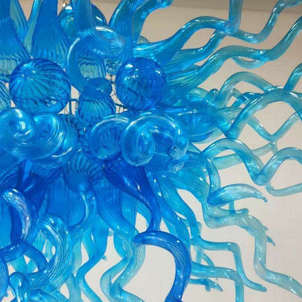 Stunning Hand-Blown Blue Glass Teardrop Chandelier - Elevate Your Home Décor..