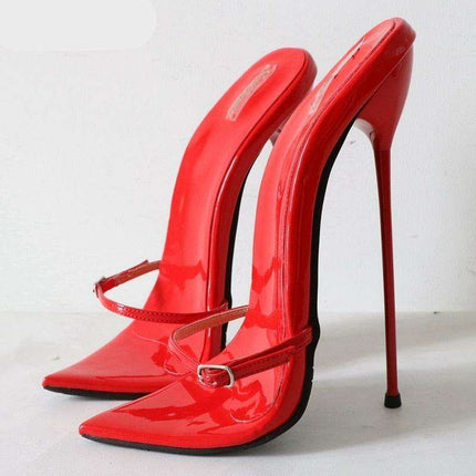 Stunning Metallic 7-Inch Heeled Sandals - Women's Elegant Nighttime Buckle Shoes - Très Elite