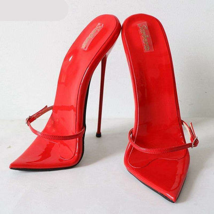 Stunning Metallic 7-Inch Heeled Sandals - Women's Elegant Nighttime Buckle Shoes - Très Elite