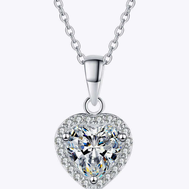 Stunning Moissanite Heart Pendant Necklace with Glittering Zircon Accents