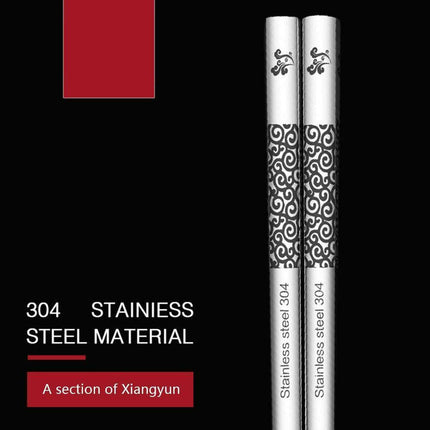 Stylish 23.5cm Korean Stainless Steel Chopsticks with Heat-Resistant Grip - Très Elite