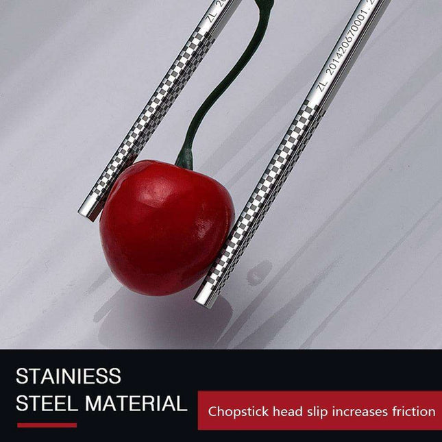 Stylish 23.5cm Korean Stainless Steel Chopsticks with Heat-Resistant Grip