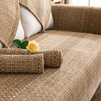 Stylish 3D Cotton Sofa Slipcover Set with Matching Pillowcase and Armrest Towel - Très Elite